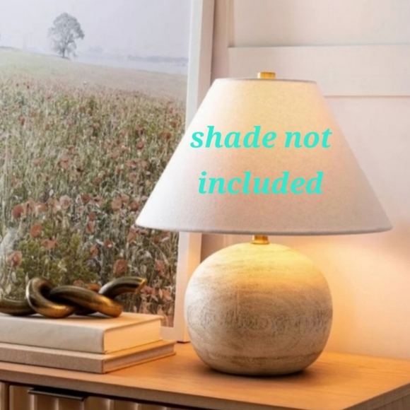 16" Med Faux Wood Table Lamp Threshold Studio McGee Base only No Shade-Dimmable - Picture 7 of 7